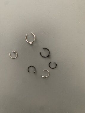faux nose rings silver and black 6 pack